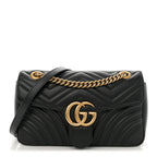 Calfskin Matelasse Small GG Marmont Shoulder Bag Black