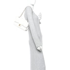 Caviar Quilted Medium Double Flap White