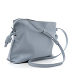 Calfskin Mini Flamenco Knot Clutch Dusty Blue
