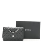 Caviar Quilted Wallet on Chain WOC Black