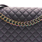 Iridescent Goatskin Quilted New Medium Boy Flap Purple