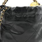 Shiny Calfskin Quilted Mini Chanel 22 Black