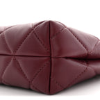 Lambskin Quilted Small Eyes On You Shopping Bag Dark Burgundy