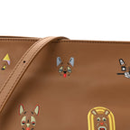X Louis Wain Smooth Calfskin Futurist Cats Mini Flamenco Knot Clutch Mocha