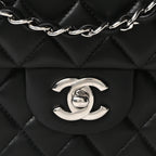 Lambskin Quilted Medium Double Flap Black