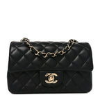 Lambskin Quilted Mini Rectangular Flap Black