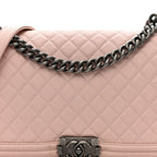 Lambskin Quilted New Medium Boy Flap Light Pink