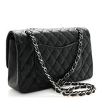 Caviar Quilted Medium Double Flap Black
