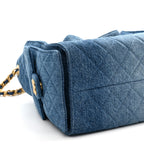 Washed Denim Quilted Small Chanel 25 Handbag Blue