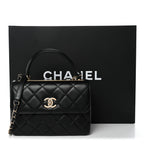 Lambskin Quilted Small Trendy CC Dual Handle Flap Bag Black