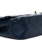 Lambskin Quilted Medium Double Flap Navy