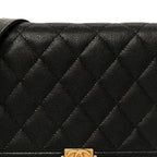 Caviar Quilted Boy Wallet On Chain WOC Black