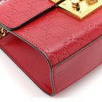 Guccissima Small Padlock Shoulder Bag Hibiscus Red