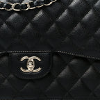 Caviar Quilted Jumbo Double Flap Black