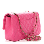 Caviar Quilted Medium Double Flap Dark Pink