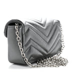 Metallic Lambskin Matelasse Mini GG Marmont Shoulder Bag Piombo
