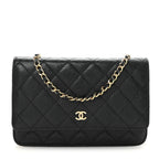 Caviar Quilted Wallet on Chain WOC Black