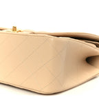 Caviar Quilted Jumbo Double Flap Beige
