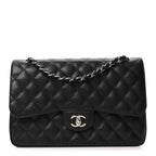 Caviar Quilted Jumbo Double Flap Black