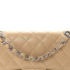 Caviar Quilted Small Double Flap Beige