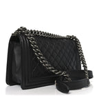 Lambskin Quilted Medium Boy Flap Dark Grey