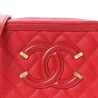 Caviar Quilted Filigree Vanity Clutch With Chain Red