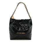 Shiny Calfskin Quilted Small Chanel 22 Black