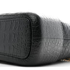 Crocodile Embossed Calfskin Medium Gabrielle Cocodile Hobo Black