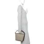GG Supreme Monogram Textured Calfskin Web Super Mini Ophidia Shoulder Bag Beige Ebony New Acero