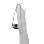 GG Supreme Monogram Textured Dollar Calfskin Web Mini Ophidia Flap Shoulder Bag Beige Ebony New Acero