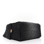 Washed Denim Quilted Medium Chanel 25 Handbag Black