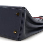Togo Horseshoe Au Galop Kelly Retourne 28 Bleu Nuit Rouge H Fauve