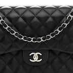Lambskin Quilted Jumbo Double Flap Black