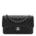 Caviar Quilted Jumbo Double Flap Black