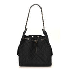 Denim Quilted Medium Chanel 25 Handbag Dark Blue