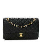 Caviar Quilted Medium Double Flap Black