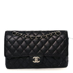 Caviar Quilted Medium Double Flap Black
