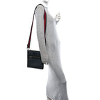 GG Supreme Monogram Web Small Flat Messenger Bag Black Grey