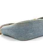 Denim Matelasse Mini Pearly GG Marmont Shoulder Bag Blue