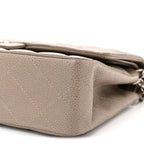 Caviar Quilted Medium Double Flap Taupe