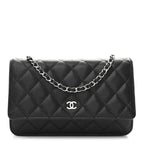 Caviar Quilted Wallet on Chain WOC Black