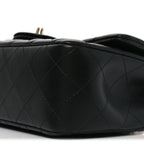 Lambskin Quilted Mini Rectangular Flap Black