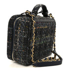 Tweed Snakeskin Quilted Medium CC Filigree Vanity Case Dark Navy