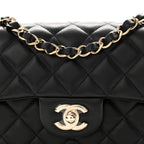 Lambskin Quilted Mini Rectangular Flap Black