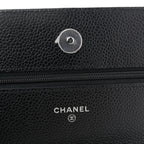 Caviar Quilted Wallet on Chain WOC Black