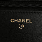 Lambskin Quilted Trendy CC Wallet On Chain WOC Black
