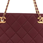 Lambskin Quilted Small Eyes On You Shopping Bag Dark Burgundy