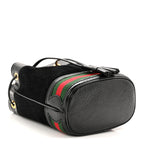 Suede Patent Web Mini Ophidia Bucket Bag Black