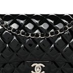 Patent Quilted Medium Double Flap Black