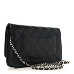 Caviar Quilted Wallet on Chain WOC Black